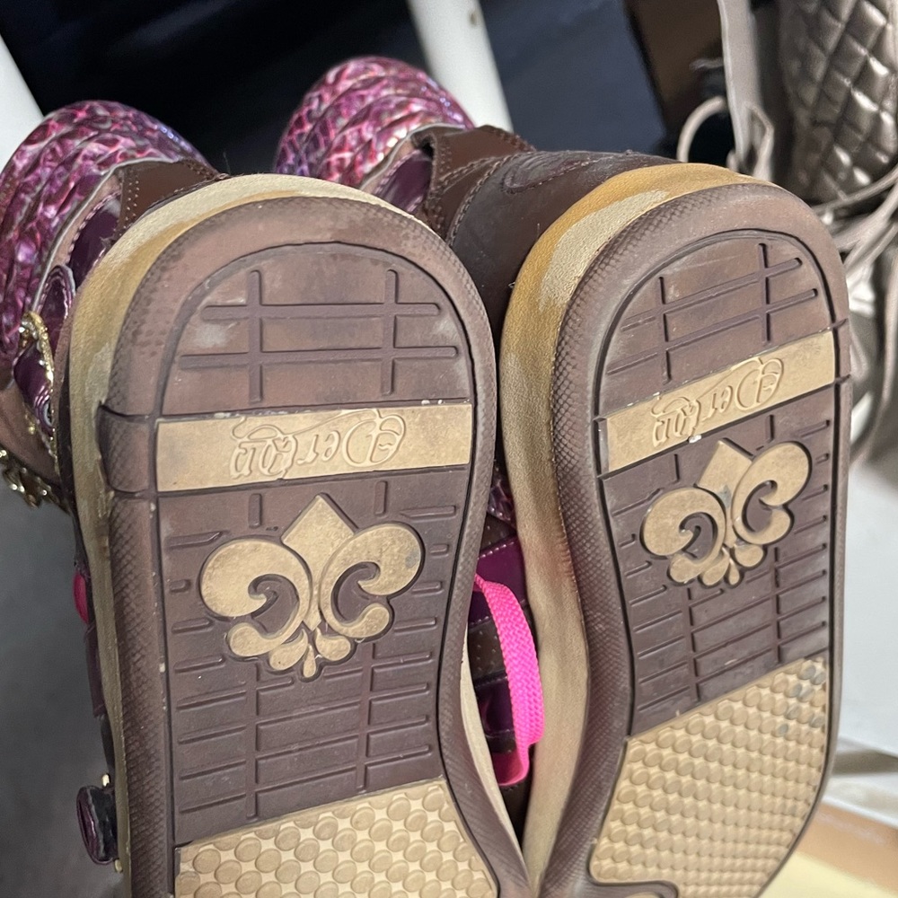 Dereon boots, by Beyoncé brown pink foil with bling size 6.5 high tops - Picture 8 of 8